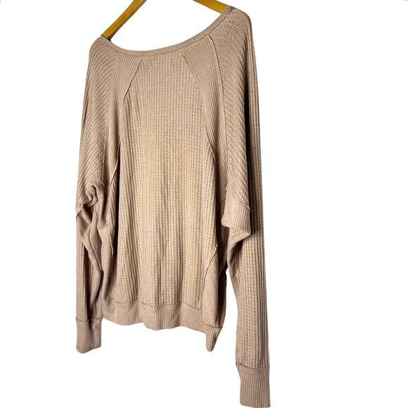 Free People We The Free Coraline Thermal Oversized Top Winter Bloom Blush Medium - Picture 6 of 13